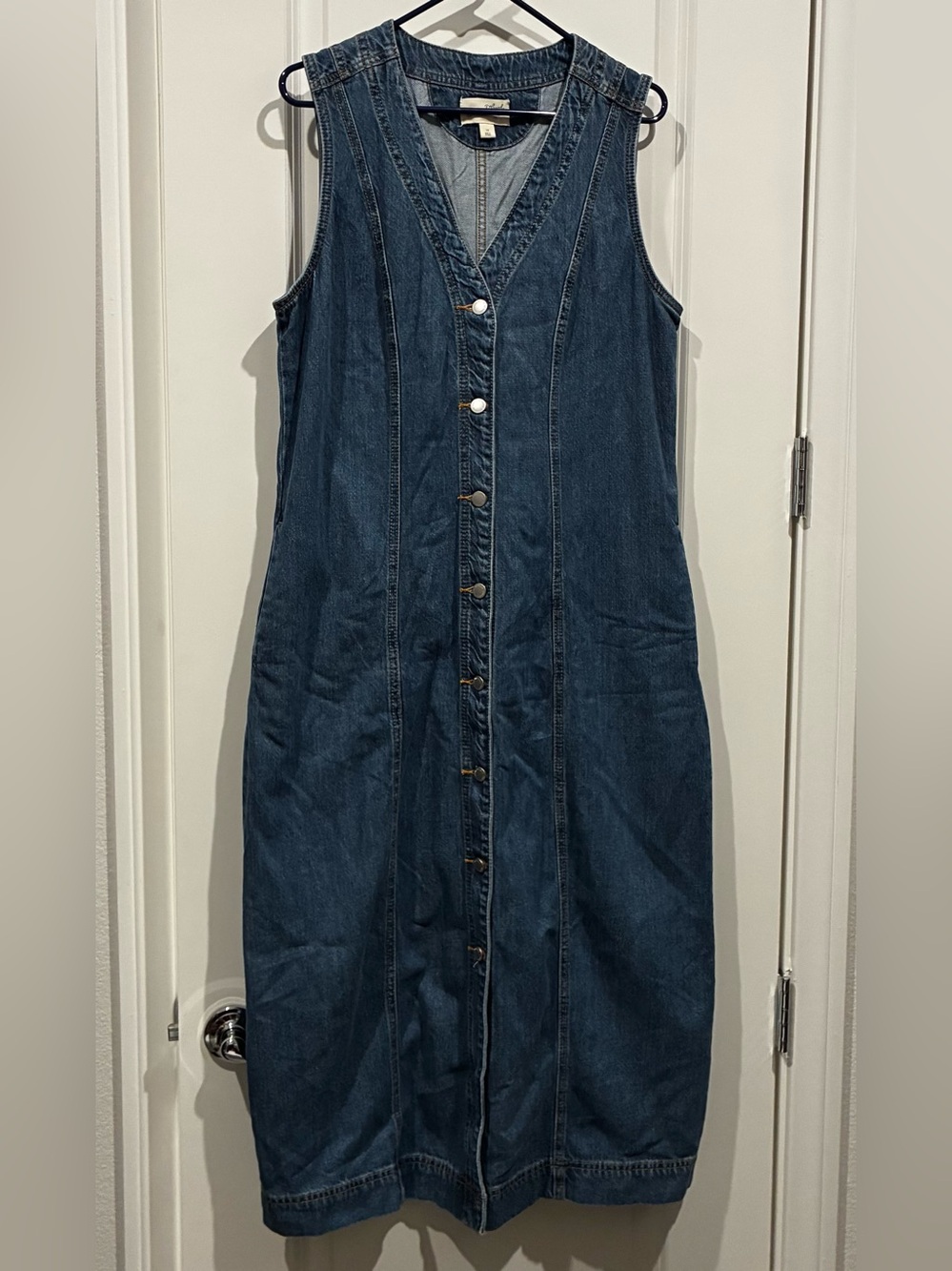 Universal Thread Button-Front Sleeveless Denim Dress - Dark Blue Size 14 NWOT